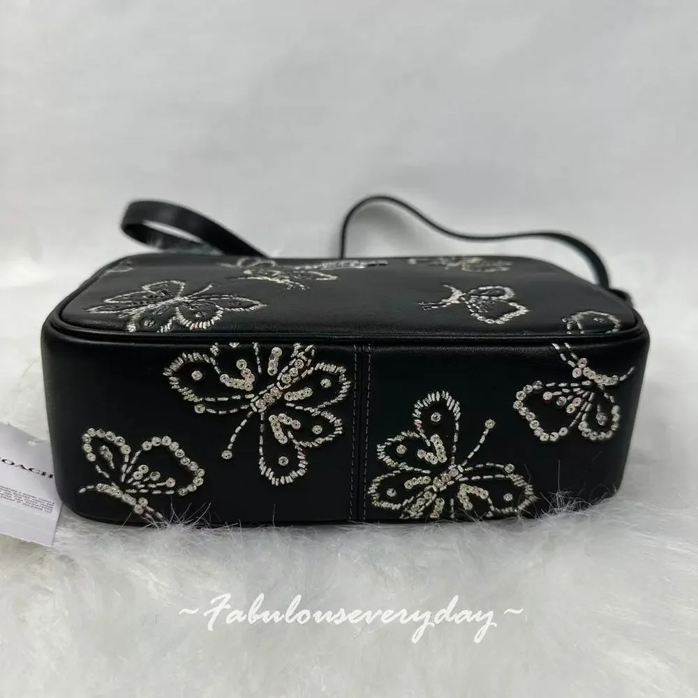 COACH Jamie Camera Bag Crossbody with Butterfly Print in Leather/Black CCK90 NWT